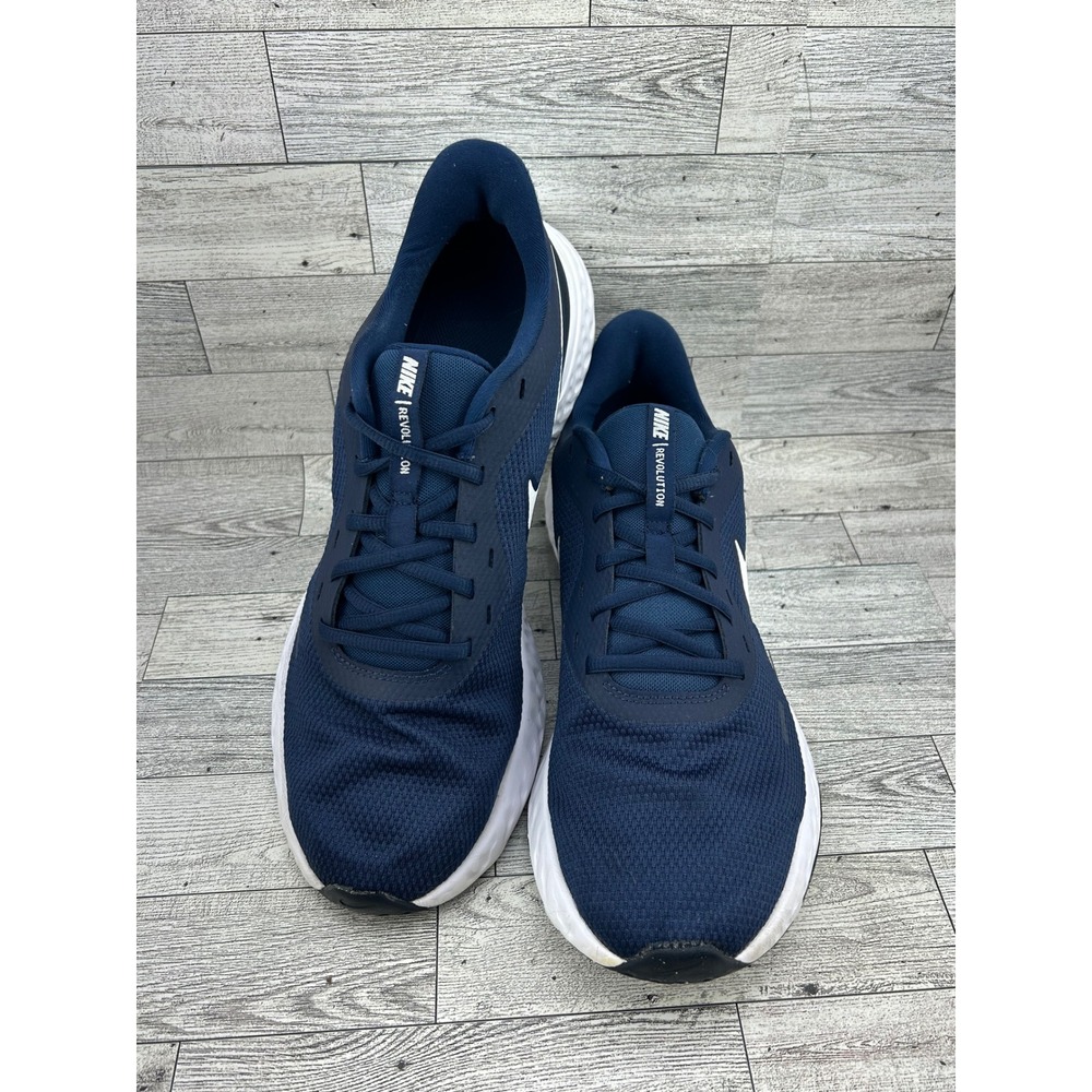 Nike‎ Revolution 5 Men Running Shoes Midnight Navy White BQ3204-400 Size 12